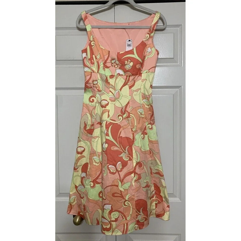 NWT Tahari Fit And Flare Floral Multicolor Dress Size 8 (Z1) - Picture 2 of 11